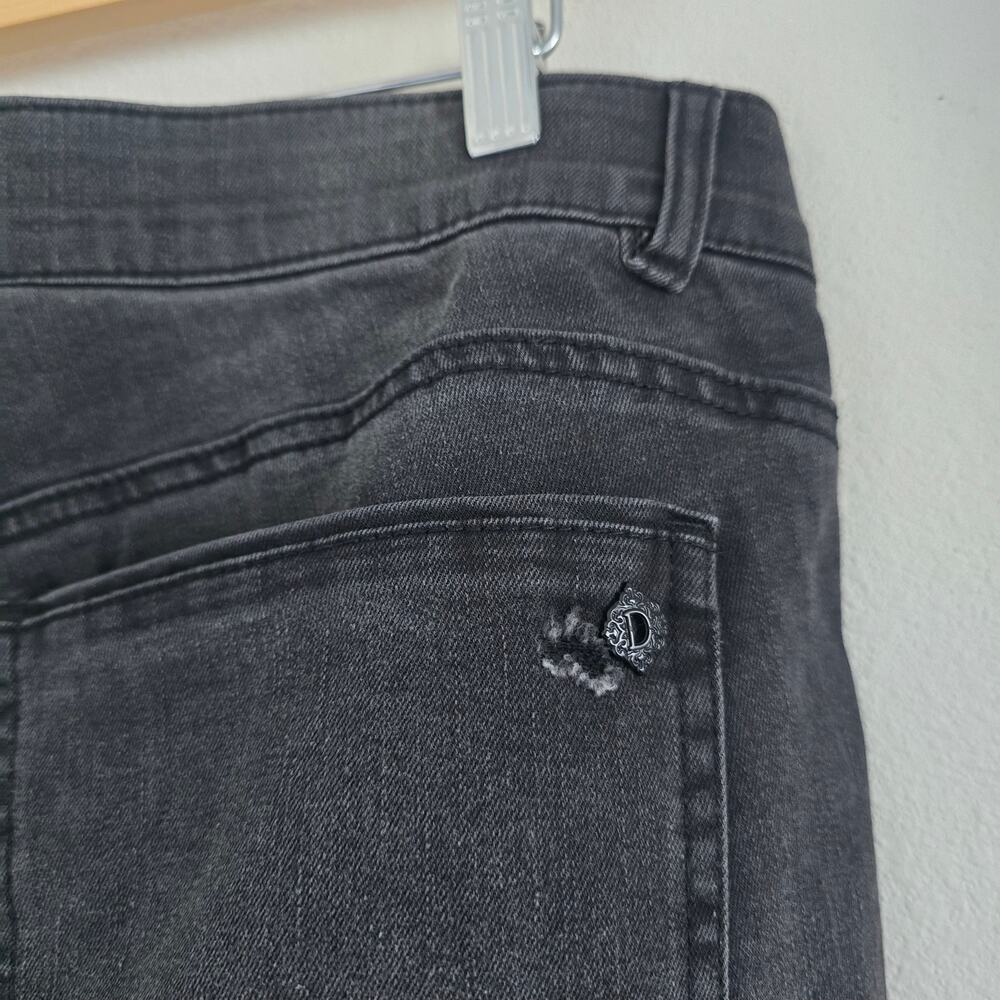 NWT Democracy Ab Technology Womens 16W Ripped Girlfriend Patch Jeans Black - Picture 4 of 9
